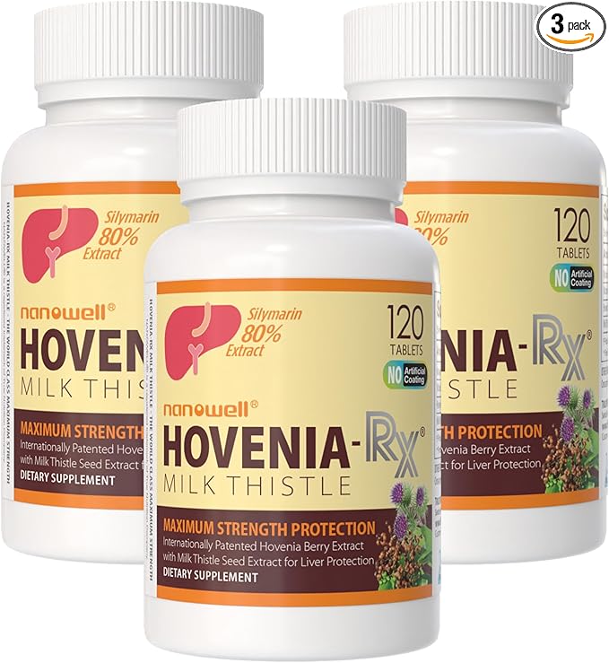 NANOWELL Hovenia-RX Milk Thistle 120 Tablets X 3 Bottles for 3 Months - Support Liver Health