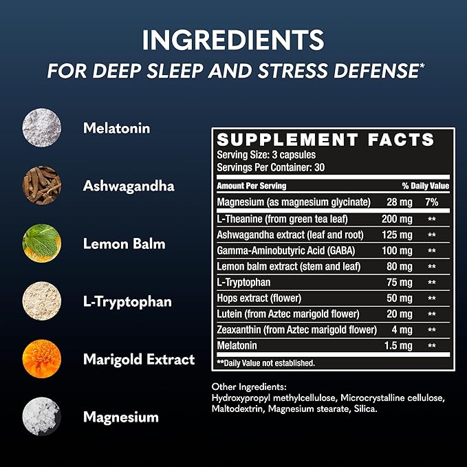 BODi Last Thing Complete Sleep Supplement with L-theanine Ashwagandha Magnesium Glycinate Melatonin - Calming Night Time Stress Defense for Deep Restorative Sleep - 30 Day Supply (90 Capsules)