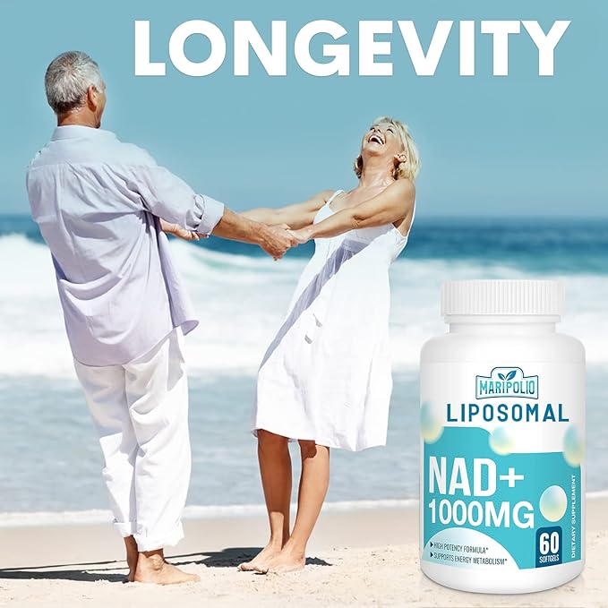 Liposomal NAD+ 1000 mg Supplement | High Bioavailability Liposomal Delivery | Cellular Energy &amp Wellness Support | Pure NAD+ Dietary Supplement for MenWomen 60 Softgels