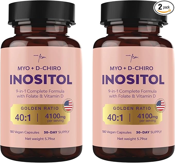 Premium Inositol Supplement Bundle - Myo-Inositol &amp D-Chiro Inositol Supplement for Women 4100mg (40:1 Ratio) – 9-in-1 Hormonal &amp Metabolic Support with Folate Vitamin B6 B12 D3 Zinc &amp
