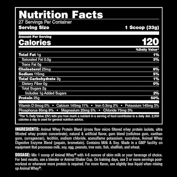 Animal Whey Isolate Whey Protein Powder 4 Pound Pak Convenient All-in-One Vitamin &amp Supplement Pack 30 Count