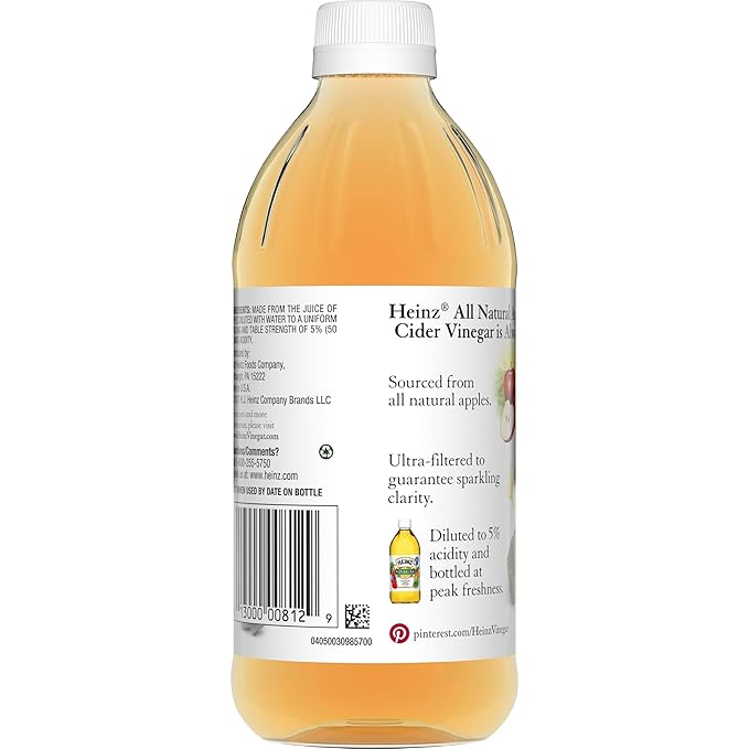 Heinz All Natural Apple Cider Vinegar 5% Acidity Ultra-Filtered for Clarity 16 fl oz Bottle (Pack of 6)