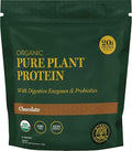 Global Healing Organic Plant Chocolate Protein Powder for Men and Women 20g - Dairy Free Protein Powder with Digestive Enzymes &amp Probiotics to Support Gut Health (1.6 Lbs)