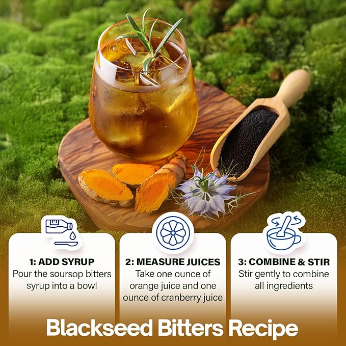 Black Seed Oil Bitters Liquid - Premium Herbal Blend with Black Seed Extract Curcumin (Turmeric Extract) Ashwagandha Elderberry Probiotics Vitamin C Zinc...16 fl oz | Natural Botanical Blend