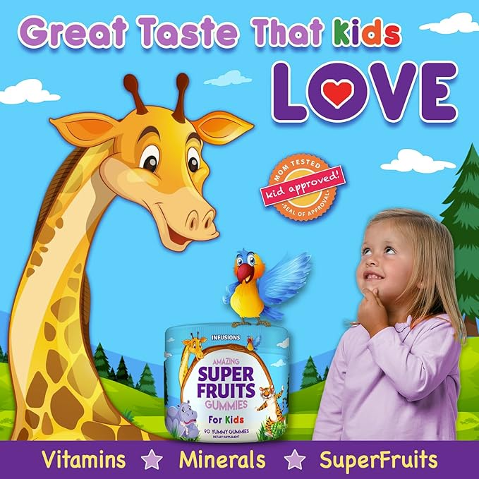 Infusions Super Fruit Gummies 180 Count w/Vitamin ACE + Zinc – Organic Silica Antioxidant Blend – Vegan Friendly - Gluten Free - Non-GMO - 2 Pack