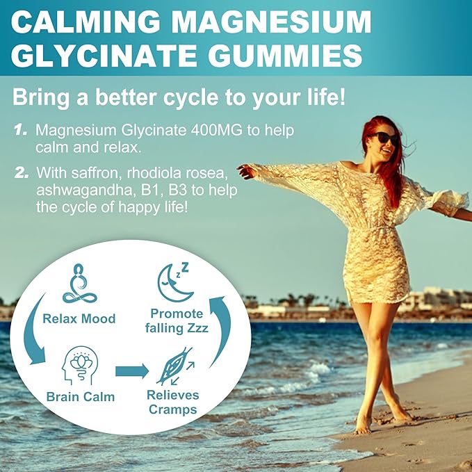 Sugar Free Magnesium Glycinate Gummies 400mg +Multivitamin Gummies