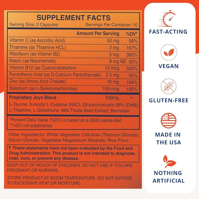 JOYN Supplement for Alcohol Flush Prevention Detox Liver Support Asian Glow Relief | Feel Better Before &amp After Drinking | Vitamin with DHM Milk Thistle Glutathione Vitamin B12 | 10 Servings