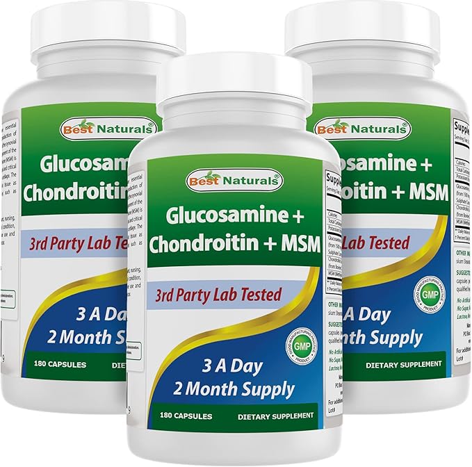 Best Naturals Glucosamine Chondroitin and MSM Joint Supplements 2600 mg per Serving (180 Count (Pack of 3))