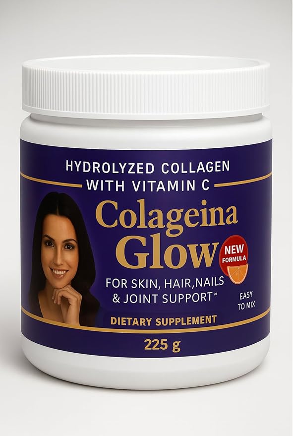 Colageina Glow Hydrolyzed Collagen with Vitamin C – 225g Powder + 60 Capsules | for Skin Hair Nails &amp Joint Support | Easy to Mix Dietary Supplement (New Formula) Pack 2