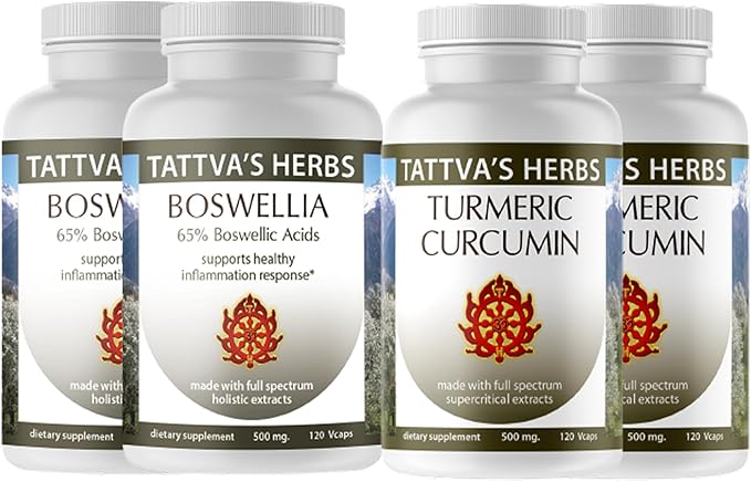 Bundle - 4 Pack - 2 Pack - Turmeric Curcumin 120 ct. 500 mg. - Plus 2 Pack Boswellia Mobility Support 120 ct. 500 mg.