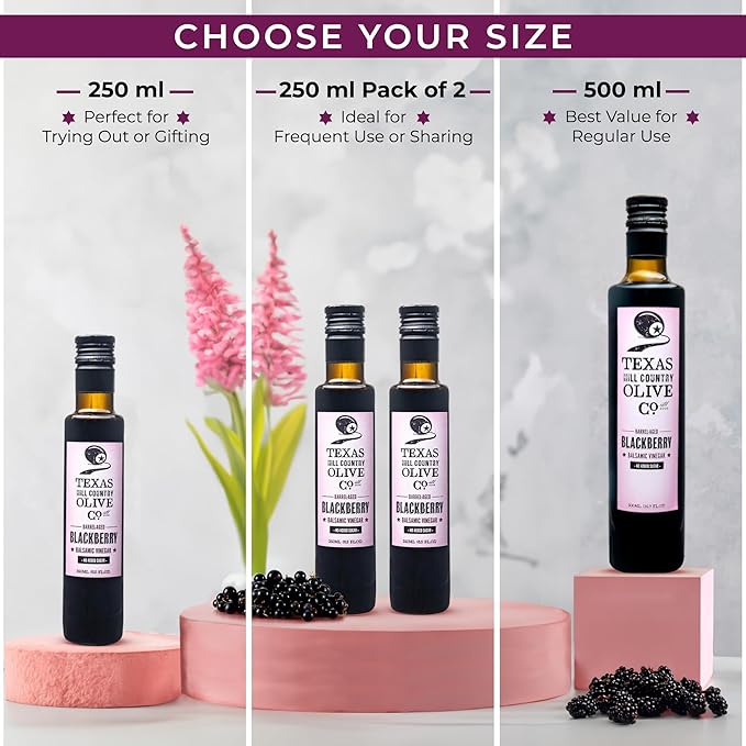 Bourbon Reserve Balsamic Vinegar - Gourmet Barrel Aged Infused Balsamic Vinegar - Great for Dressing Dipping Glazing - No Artificial Flavors or Added Sugar - Made in Texas (8.5 oz)