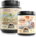Earth Fed Muscle Vegan Fitness Duo – Vanilla Plant-Based Protein Powder with MCT Oil + German Creapure Creatine Monohydrate – Muscle Recovery Clean Energy &amp Performance – 2-Pack