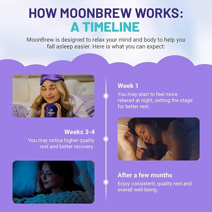 MoonBrew Nighttime Magnesium Coconut Chocolate Mix Natural Sleep Aid Drink Mix for Adults - Calming Melatonin-Free Sleep Support Powder with Magnesium Glycinate L-Theanine Chamomile &amp Zinc