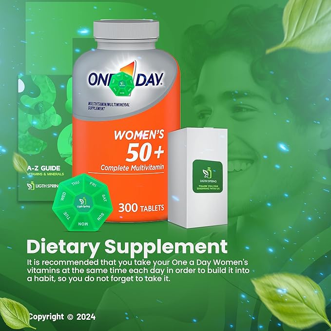 Women's 50+ Multivitamin 300 Tablets with Bundle Exclusive Vitamins &amp Minerals - A to Z - Better Ligth&ampSpring Guide + Weekly Pill Organizer (3 Items)