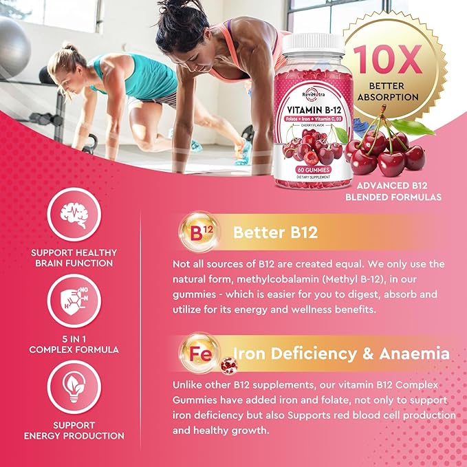 Iron Gummies Supplement for Adults &amp Kids | Vitamin B12 Gummies | Bundle