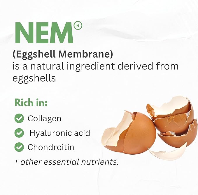 Turmeric Curcumin 95% Extract &amp Collagen Capsules - NEM Promotes Knee Comfort &amp Flexibility - Eggshell Membrane w Naturally Occurring Glucosamine Chondroitin Hyaluronic Acid- Made in USA