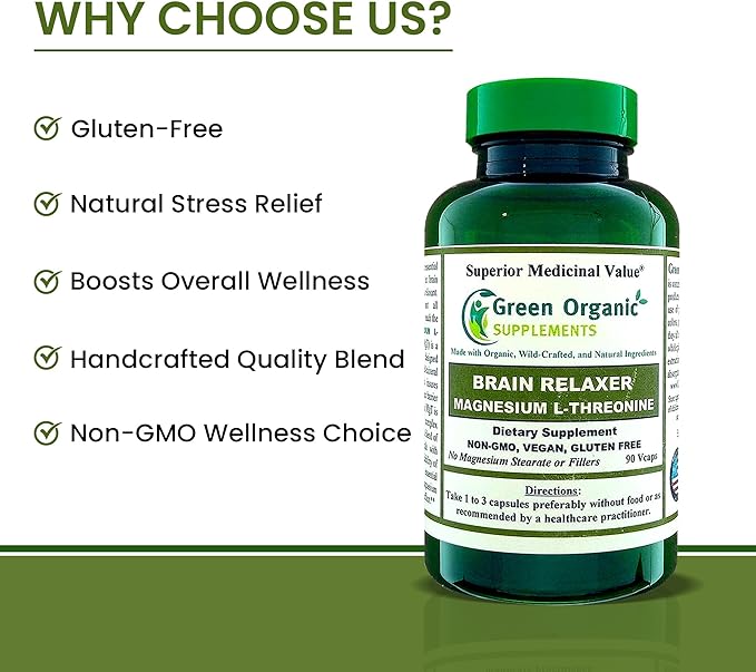 Green Organic Supplements Magnesium L-Threonine 90 VCaps (Pack of 3)