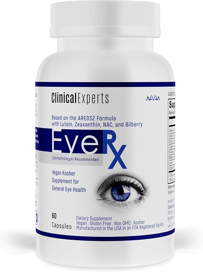 Navan EyeRx (Updated CataRx) Antioxidant AREDS2 Eye Vitamins &amp Minerals Supplement for General Eye Health by Clinical Experts - Lutein Zeaxanthin NAC Bilberry Zinc Vitamin C - Kosher Certifie
