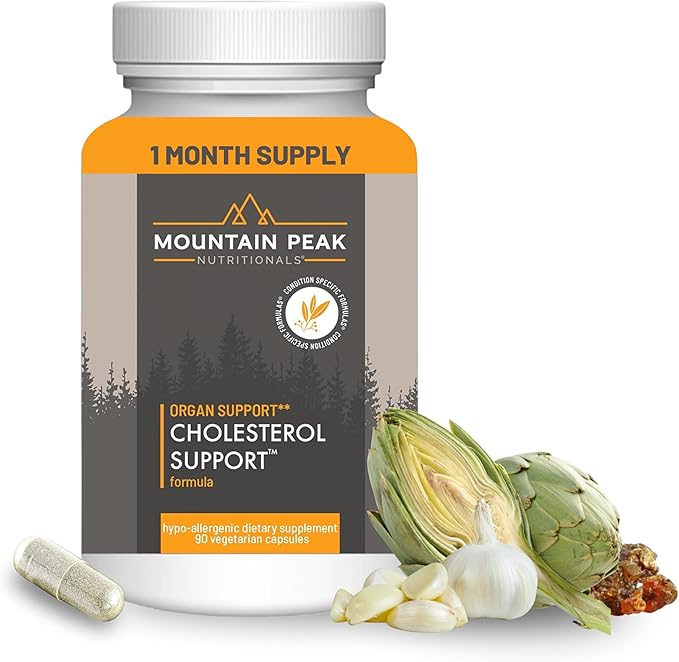 Mountain Peak Nutritionals Cholesterol Support Supplement - with Artichoke Extract CoQ10 &amp Red Yeast Rice - Plant-Based Formula Supports Heart Health &amp Healthy Lipid Levels (90 Vegetarian Ca