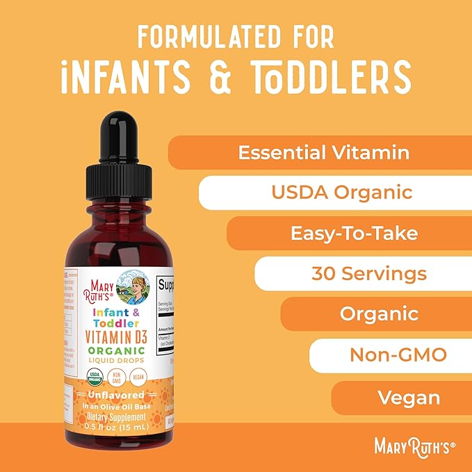 MaryRuth Organics Infant Precision Probiotics Colic &amp Vitamin D3 Drops | USDA Organic Clean Label Project Verified® | Vitamins for Immune Support &amp Overall Wellness | Vegan Non-GMO Gluten F
