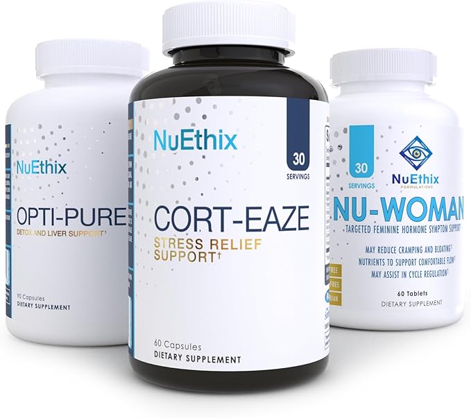 NuEthix Complete Women’s Health Bundle – Hormone Detox and Adrenal Support – Nu-Woman Opti-Pure &amp Cort-Eaze