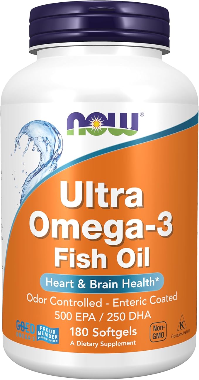 NOW Foods Supplements Ultra Omega-3 Molecularly Distilled and Enteric Coated 180 Softgels