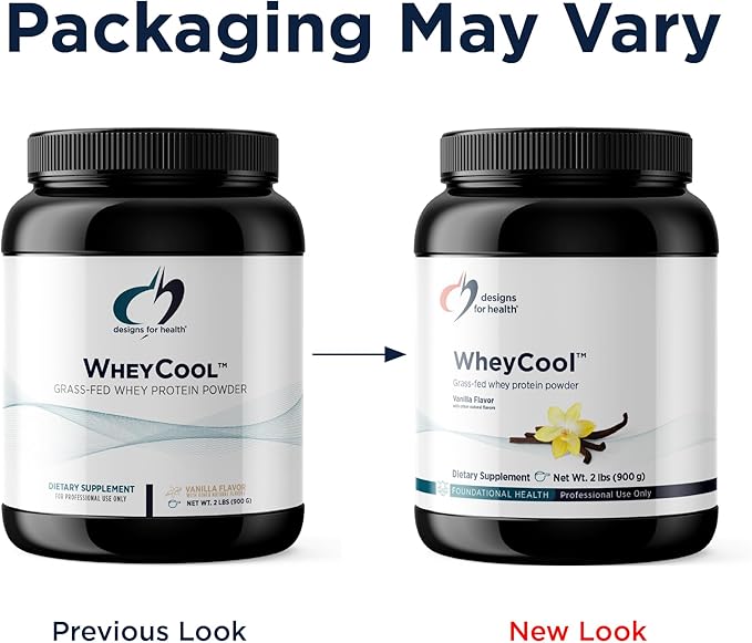 Designs for Health WheyCool - Grass Fed Whey Protein Powder Supplement with 22g Protein May Support Athletes Muscles + Energy - Non-GMO + Gluten-Free Vanilla (30 Servings / 900g)