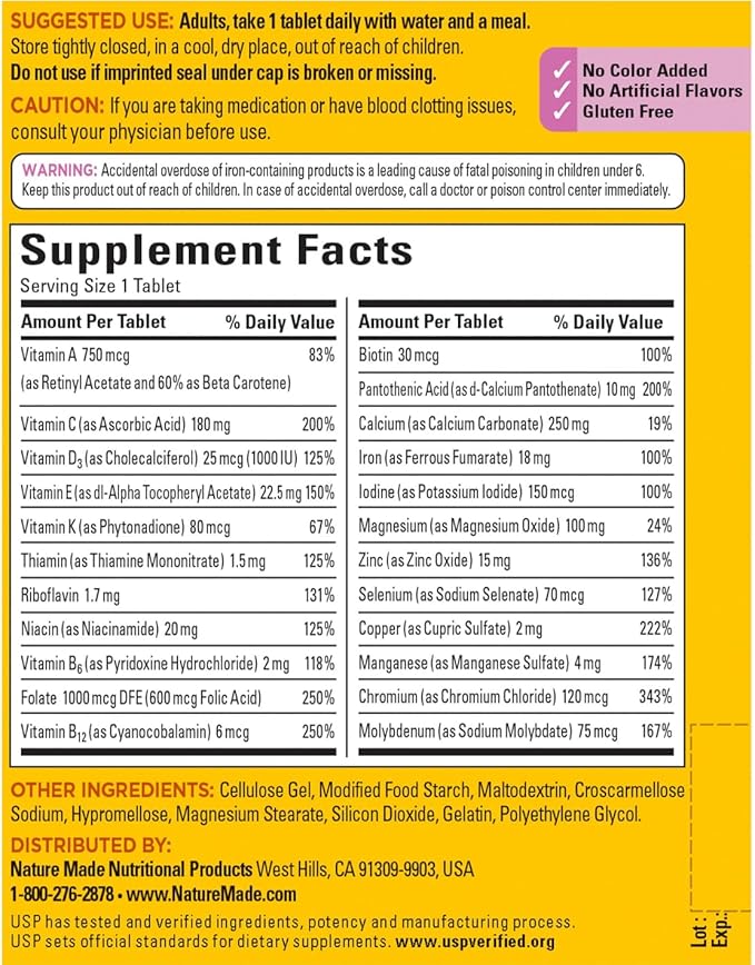 Nature Made Women's Multivitamin Tablets 300 Count for Daily Nutritional Support