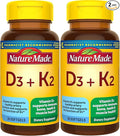Nature Made Vitamin D3 K2 5000 IU (125 mcg) Vitamin D Dietary Supplement for Bone Teeth Muscle and Immune Health Support 30 Softgels 30 Day Supply - Pack of 2