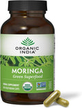 ORGANIC INDIA Moringa Capsules Organic - Moringa Supplement - Green Superfood Pure Supergreen Vegan Greens Nature's Multivitamin Vegan Gluten-Free - 180 Capsules