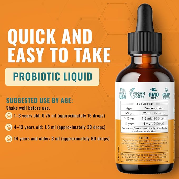 Liquid Probiotic for Women Men Kids Toddler Probiotic: USDA Organic Probiotics Vegan Probiotic Liquid &amp Alfalfa Blend + Acidophilus for Gut Health Dairy Gluten Sugar Free Non-GMO Oral Probio