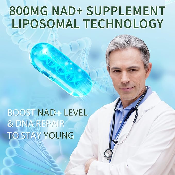 NAD+ Supplement Liposomal NAD+ Plus 800MG Nicotinamide Riboside Alternative for Cell Energy Healthy Aging and Muscle Repair 180 Capsules (Pack of 3)