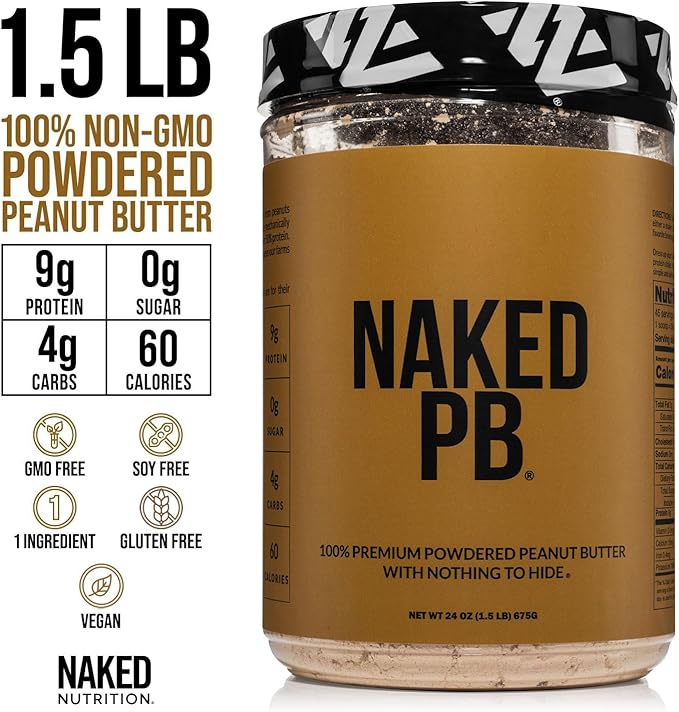 NAKED Pea Protein Powder 2LB (30 Servings) PB Powdered Peanut Butter 1.5LB (45 Servings) – Vegan Bulk Non-GMO Gluten Free Soy Free