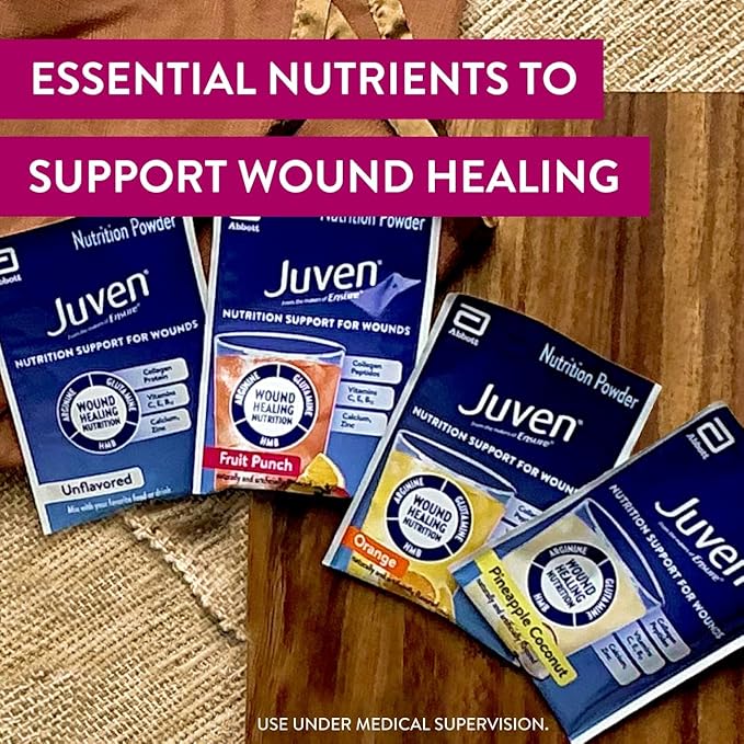 Juven Therapeutic Nutrition Drink Powder Including Collagen Peptides Amino Acids and HMB for Wound Healing Support Orange 30 Packets(Pack of 2)