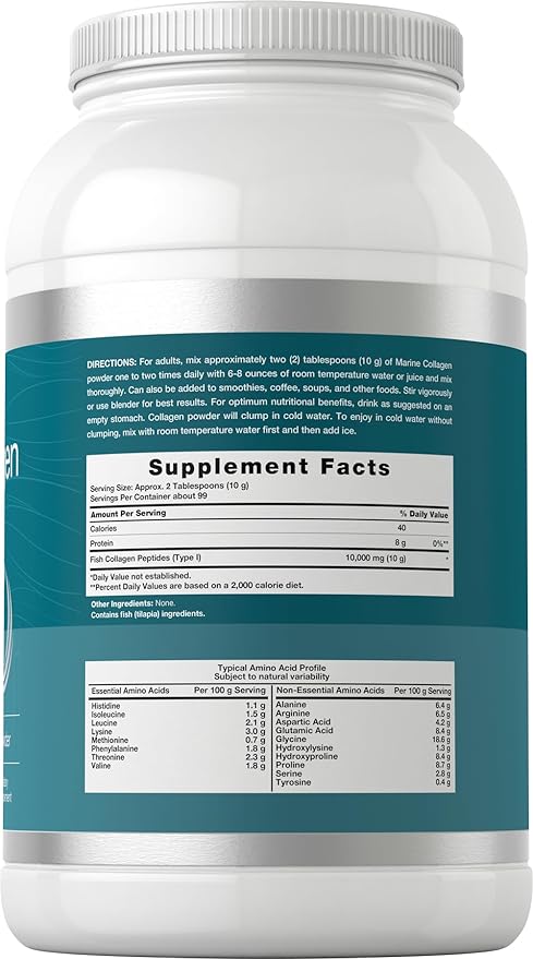 Horbäach Marine Collagen Peptides Powder 2.2 lb | for Skin Hair and Nails | Type I Hydrolyzed Fish Collagen | Unflavored | Keto Paleo Non-GMO Gluten Free Supplement