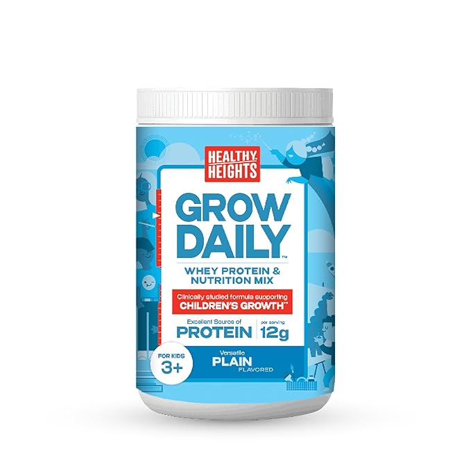 Healthy Heights Grow Daily Kids Protein Drink Mix (Plain) - High Protein Shake for Kids 3+