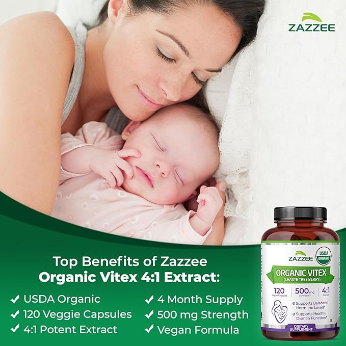 Zazzee Organic Vitex Chasteberry and Myo Inositol Powder | Vitex Berry Extract Plus Myo Inositol Supplement | Female Cycle Support Bundle