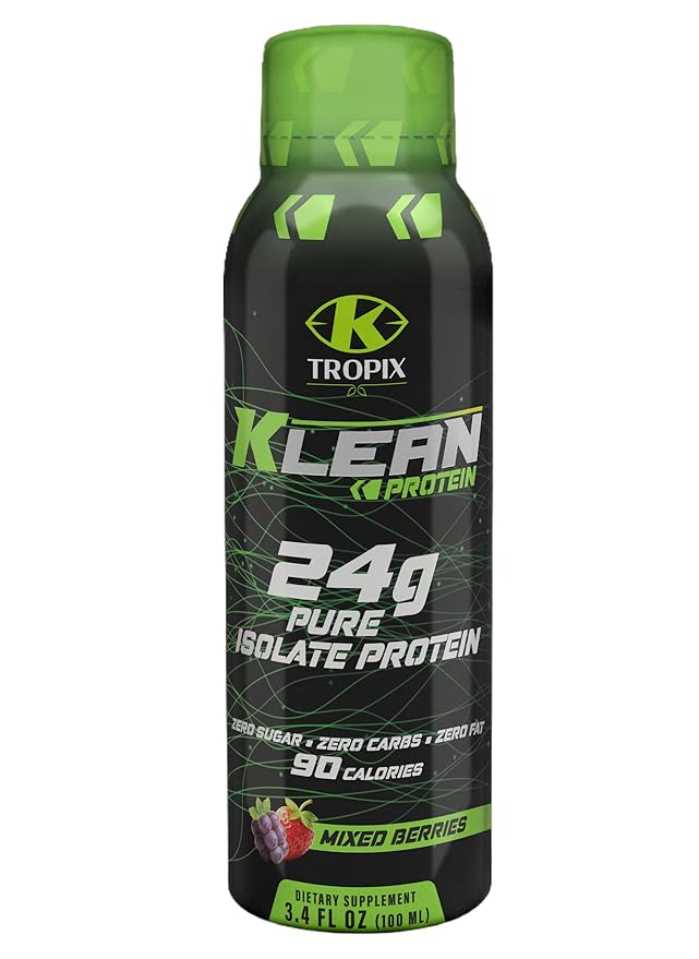 KTROPIX Klean Protein Mixed Berries 24g Whey Protein Isolate Shots Zero Sugar No Caffeine Portable Fast-Absorbing High Protein Shot for Muscle Recovery3.4Oz Pack of 12