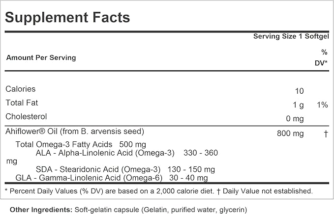ANDREW LESSMAN Ahiflower Omega-3 with GLA - 120 Softgels - Uniquely Balanced Plant-Based Source of Essential Omega-3 Fatty acids. No Stomach Upset Contaminants or Mercury. Easy to Swallow