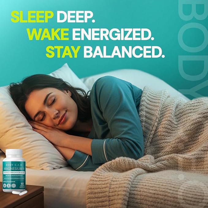 Body C.E.O. Magnesium 9 - Full-Spectrum Blend with Malate Citrate Glycinate Taurate Orotate &amp More - Supports Healthy Sleep Calm Muscle Relaxation &amp Focus - 60 Veggie Capsules