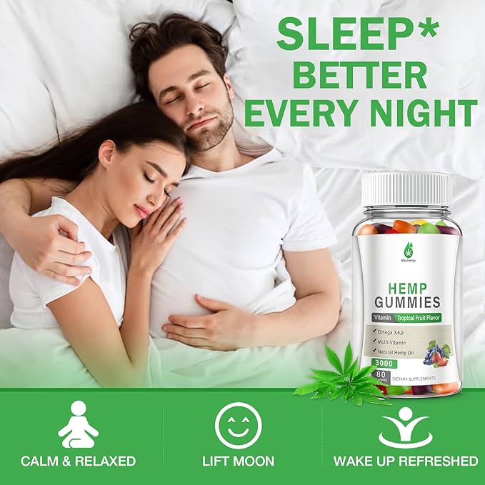 4 Pack Organic Hemp Gummies Extra Strengthen High Potency with Pure Hemp Oil Extract Vegan Edible Bear Candy for Relaxation and Peace