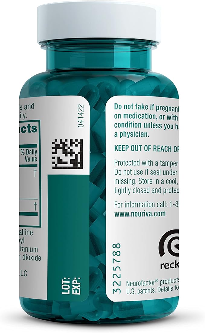 NEURIVA Original Decaffeinated Clinically Tested Nootropic Brain Supplement for Memory Focus &amp Concentration NeuroFactor &amp Phosphatidylserine 28ct Capsules