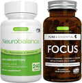 Neurobalance 240 Tablets + Focus Brain Booster Vegan Bundle Chelated Zinc Picolinate 24mg Oxide-Free Magnesium &amp Vitamin B6 + Caffeine L-Theanine Taurine &amp L-Tyrosine B-Vitamins Zinc &am