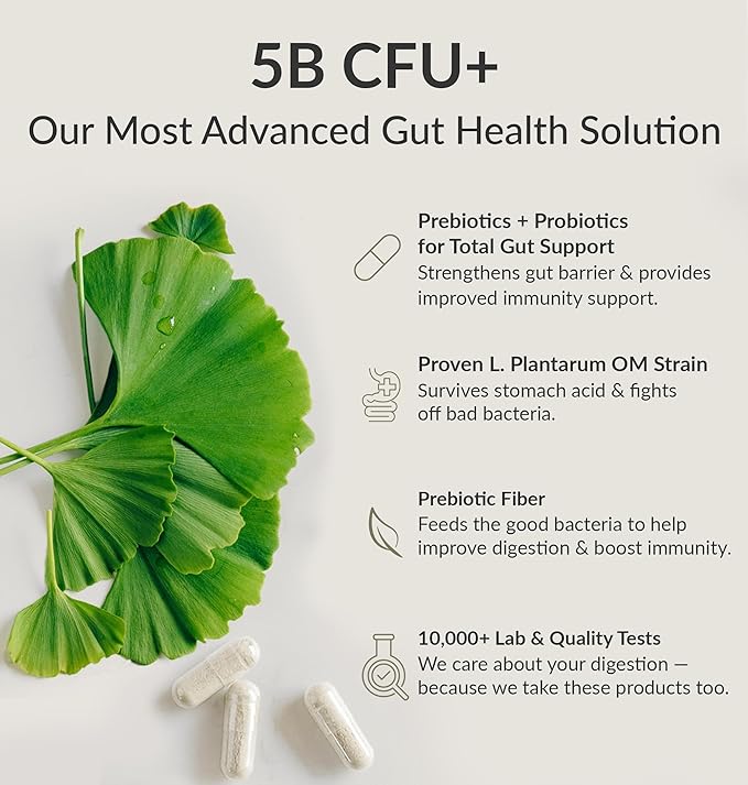 BIOptimizers Probiotic Breakthrough – Lactobacillus Plantarum OM Probiotics &amp Prebiotics Health Supplement for Gut Digestive &amp Immune Support Probiotics for Women Men Elderly– 120 Vegan Capsu