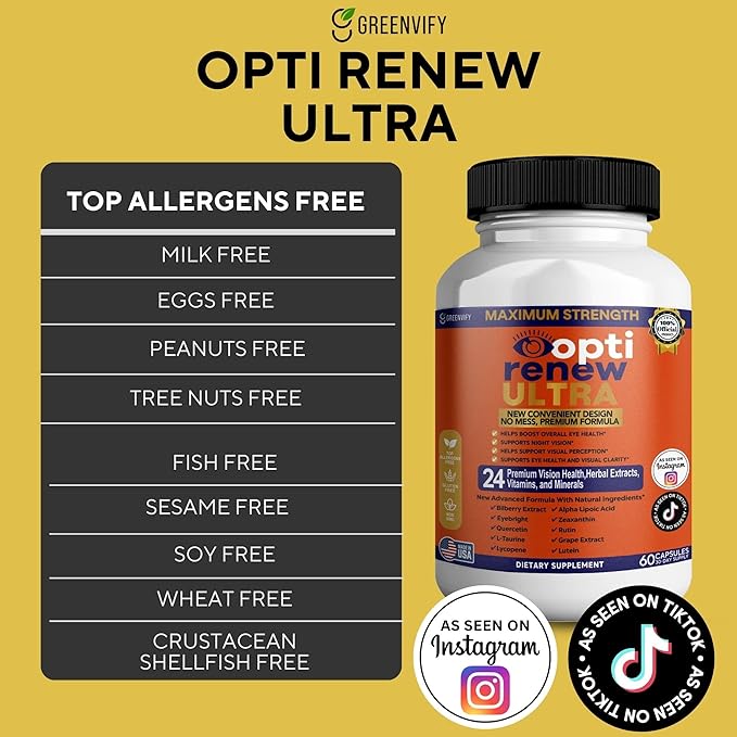 Opti Renew Ultra Maximum Strength Eye Health Supplement 24 Premium Vision Health Herbal Extracts Vitamins and Minerals 60 Capsules (5)