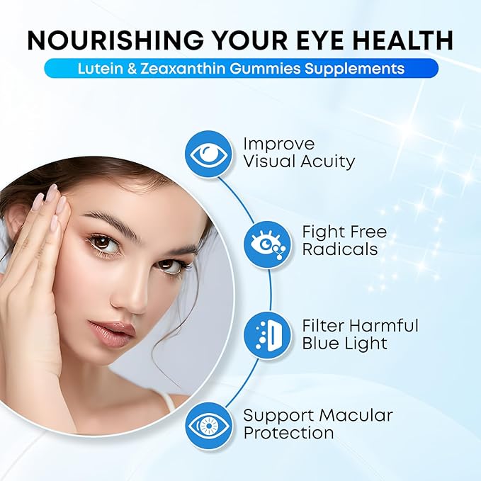 2 Pack Lutein Gummies 12 in 1 Lutein and Zeaxanthin Supplements Eye Vitamins Gummies for Adults Eye Health Supplement with Multiple Vitamin for Promoting Eye &amp Vision - 120 Gummies