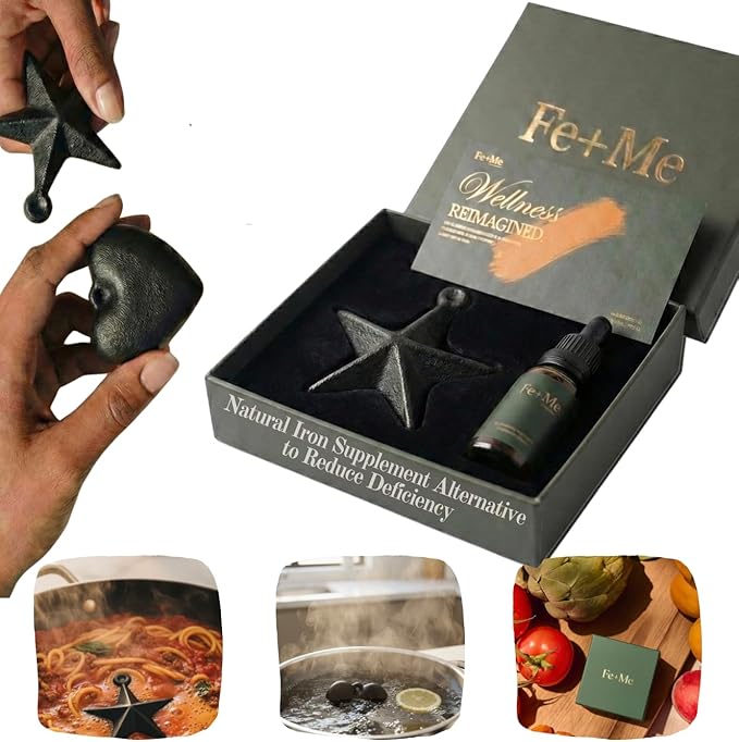 Fe+Me® Ritual Kit (Star) - Natural Iron Supplement Alternative for Women | Iron Heart Tool + Glow Conditioning Oil + Stainless Hook + Cloth Bag | Gentle Daily Iron No Pills No Side Effects