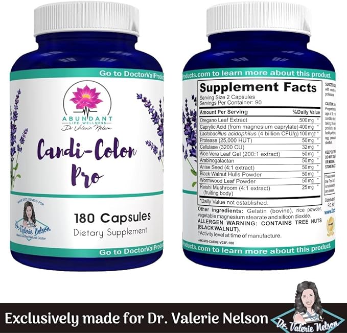 Candida Support - Aids Digestion Intestinal Issues - 180 Capsules - by Dr. Valerie Nelson