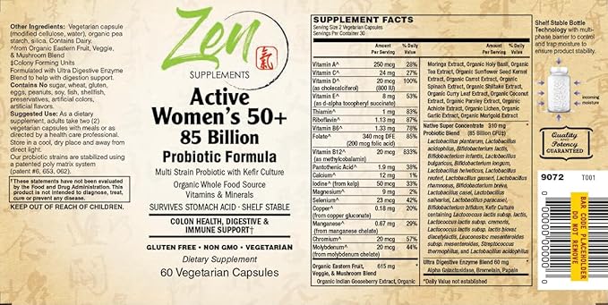 Zen Supplements Active Women’s 50+ 85 Billion Probiotic Formula