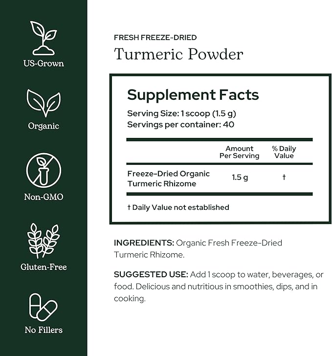 Eclectic Herb - Turmeric Powder | Joint Supplement + Musculoskeletal System Support | Dietary Supplement &amp Drink Mix | US-Grown Organic Vegan Non-GMO (2.1 oz | 60 g)